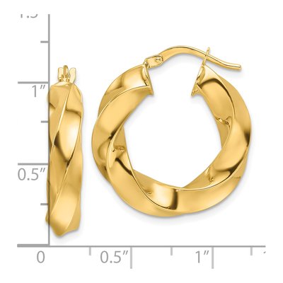 10K Yellow Gold Twisted Hoop Earrings – view 5