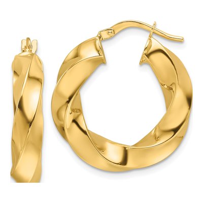 10K Yellow Gold Twisted Hoop Earrings
