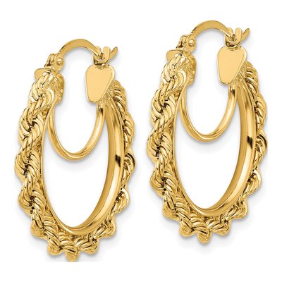 10K Yellow Gold 25mm Diamond-Cut Rope Hoop Earrings – view 3