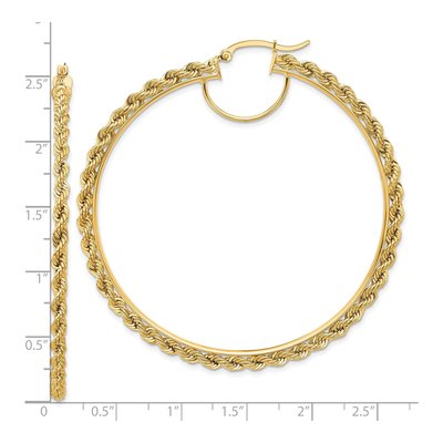 10K Yellow Gold 60mm Diamond-Cut Rope Hoop Earrings – view 4