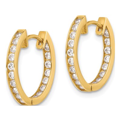 10K Yellow Gold CZ Hoop Earrings – view 3
