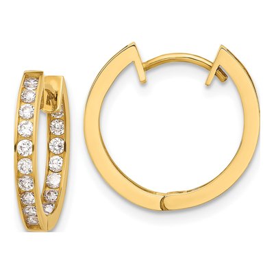 10K Yellow Gold CZ Hoop Earrings