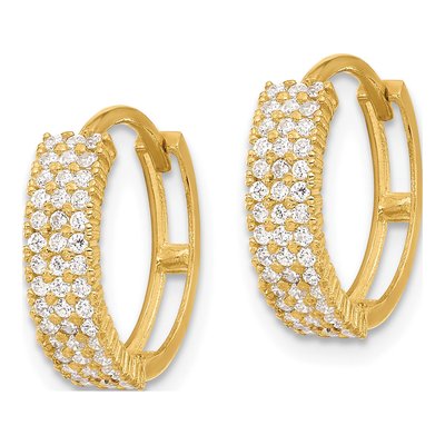 10K Yellow Gold CZ Round Hoop Earrings – view 3