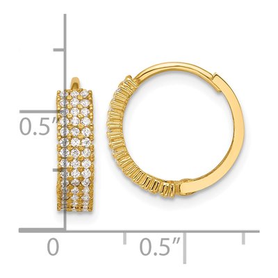 10K Yellow Gold CZ Round Hoop Earrings – view 5