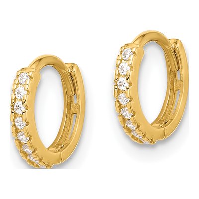 10K Yellow Gold Tiny CZ Hoop Earrings – view 2