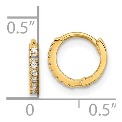 10K Yellow Gold Tiny CZ Hoop Earrings – view 4