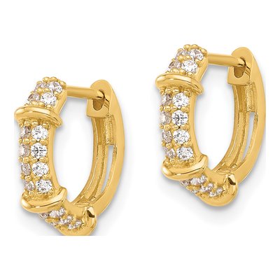 10K Yellow Gold CZ Hoop Earrings – view 3