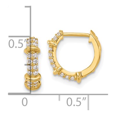 10K Yellow Gold CZ Hoop Earrings – view 5