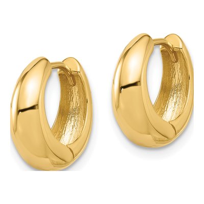 10K Yellow Gold Polished Huggie Hoop Earrings – view 3
