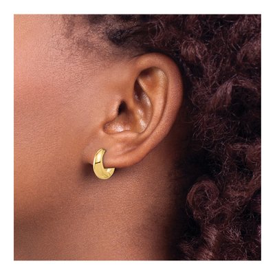 10K Yellow Gold Polished Huggie Hoop Earrings – view 4