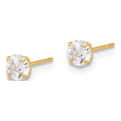 10K Yellow Gold 4mm Round CZ Stud Earrings – view 3