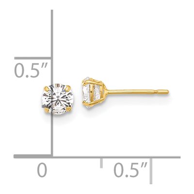 10K Yellow Gold 4mm Round CZ Stud Earrings – view 5