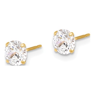 10K Yellow Gold 5mm CZ Round Stud Earrings – view 3
