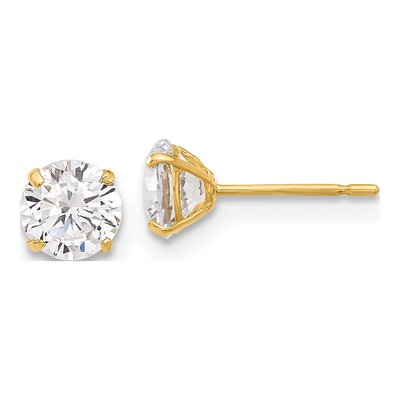 10K Yellow Gold 5mm CZ Round Stud Earrings