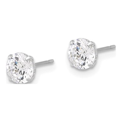 10K White Gold 5mm Round CZ Stud Earrings – view 2
