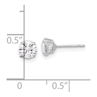 10K White Gold 5mm Round CZ Stud Earrings – view 4