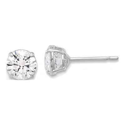 10K White Gold 5mm Round CZ Stud Earrings
