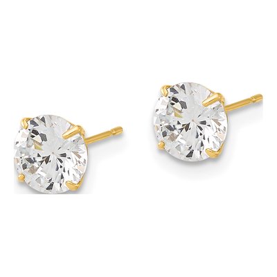 10K Yellow Gold 6mm CZ Round Stud Earrings – view 2