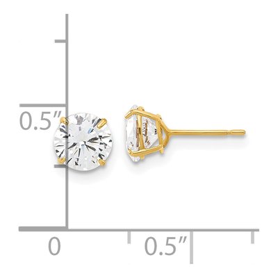 10K Yellow Gold 6mm CZ Round Stud Earrings – view 4