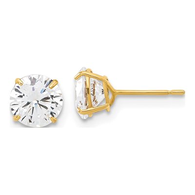 10K Yellow Gold 6mm CZ Round Stud Earrings