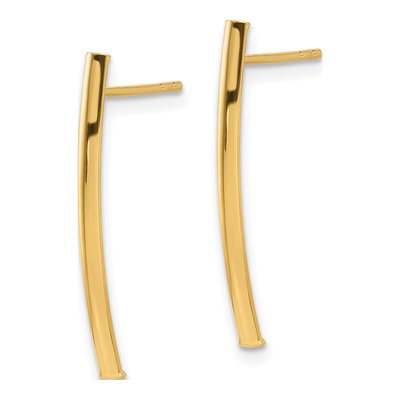10K Yellow Gold Curved Bar Dangle Earrings – view 3