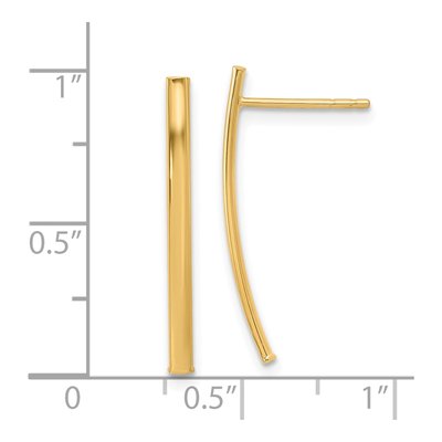 10K Yellow Gold Curved Bar Dangle Earrings – view 5