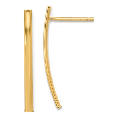 10K Yellow Gold Curved Bar Dangle Earrings