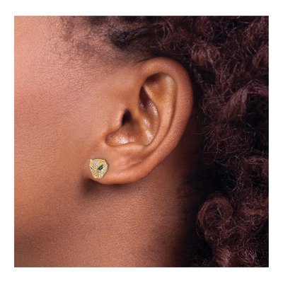 10K Yellow Gold Lioness Head CZ Stud Earrings – view 4