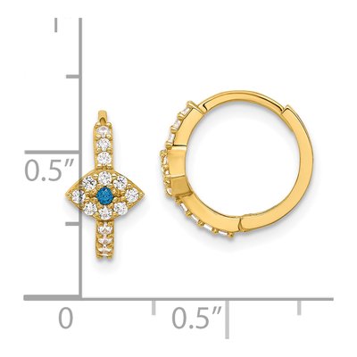 10K Yellow Gold Evil Eye CZ Hinged Hoop Earrings – view 5