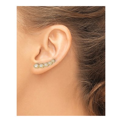10K Yellow Gold 5-Stone CZ Ear Climbers Threader Earrings – view 4