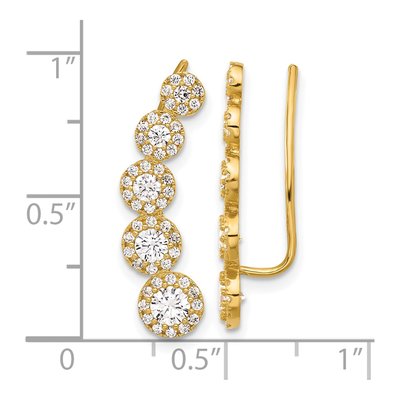 10K Yellow Gold 5-Stone CZ Ear Climbers Threader Earrings – view 5