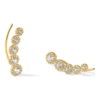 10K Yellow Gold 5-Stone CZ Ear Climbers Threader Earrings – view 6