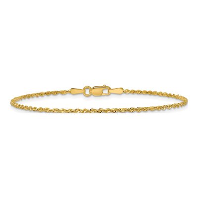 10K Yellow Gold 1.5mm Diamond-Cut Rope Chain Bracelet – view 4