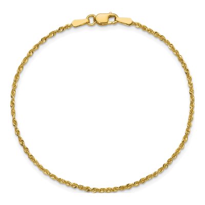 10K Yellow Gold 1.5mm Diamond-Cut Rope Chain Bracelet – view 5