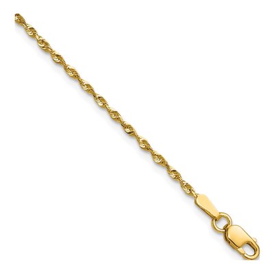 10K Yellow Gold 1.5mm Diamond-Cut Rope Chain Bracelet