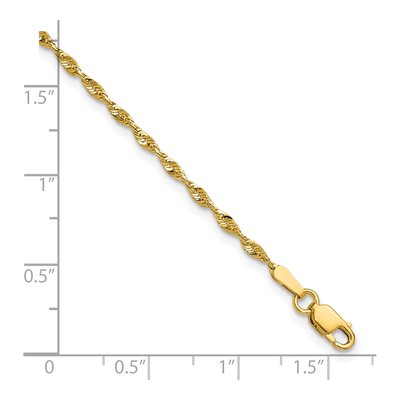 10K Yellow Gold 1.8mm Diamond-Cut Rope Chain Bracelet – view 3