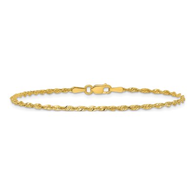 10K Yellow Gold 1.8mm Diamond-Cut Rope Chain Bracelet – view 4
