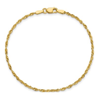 10K Yellow Gold 1.8mm Diamond-Cut Rope Chain Bracelet – view 5