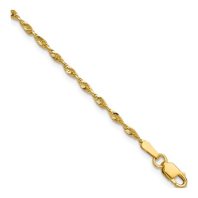 10K Yellow Gold 1.8mm Diamond-Cut Rope Chain Bracelet