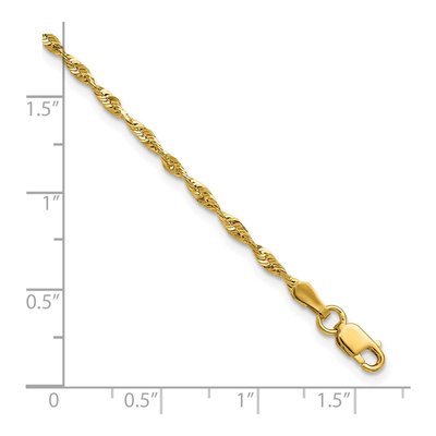 10K Yellow Gold 2mm Diamond-Cut Rope Chain Bracelet – view 3