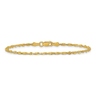 10K Yellow Gold 2mm Diamond-Cut Rope Chain Bracelet – view 4