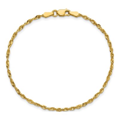 10K Yellow Gold 2mm Diamond-Cut Rope Chain Bracelet – view 5