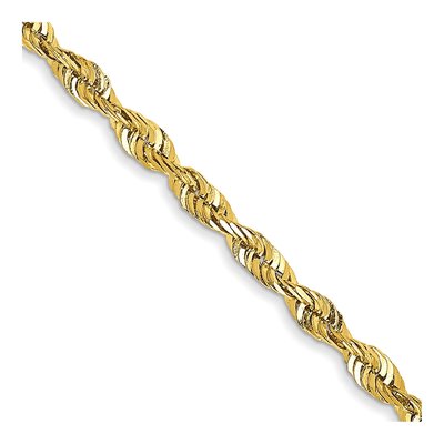 10K Yellow Gold 2.25mm Diamond-Cut 24-Inch Rope Chain