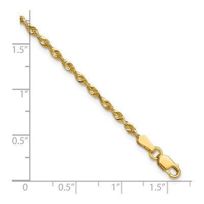 10K Yellow Gold 2.25mm Diamond-Cut Rope Chain Bracelet – view 3