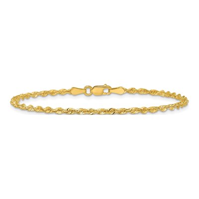 10K Yellow Gold 2.25mm Diamond-Cut Rope Chain Bracelet – view 4