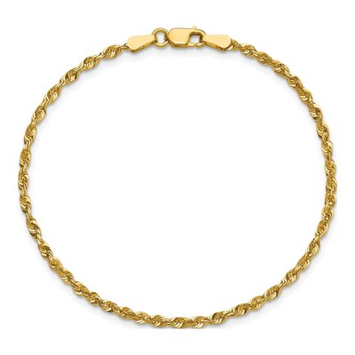 10K Yellow Gold 2.25mm Diamond-Cut Rope Chain Bracelet – view 5