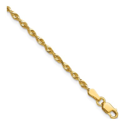 10K Yellow Gold 2.25mm Diamond-Cut Rope Chain Bracelet