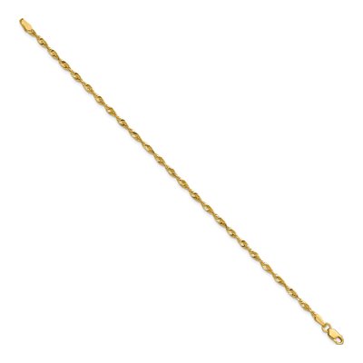 10K Yellow Gold 2.5mm Diamond-Cut Rope Chain Bracelet – view 2