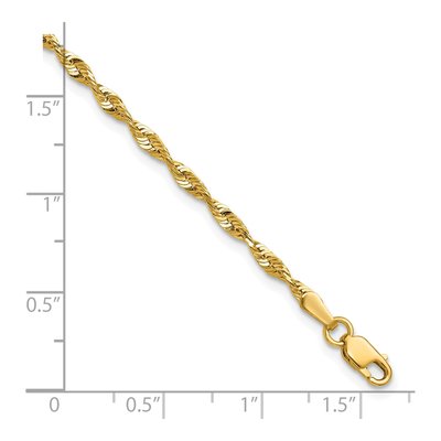 10K Yellow Gold 2.5mm Diamond-Cut Rope Chain Bracelet – view 3