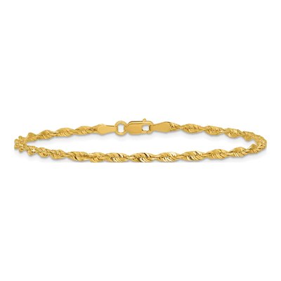 10K Yellow Gold 2.5mm Diamond-Cut Rope Chain Bracelet – view 4
